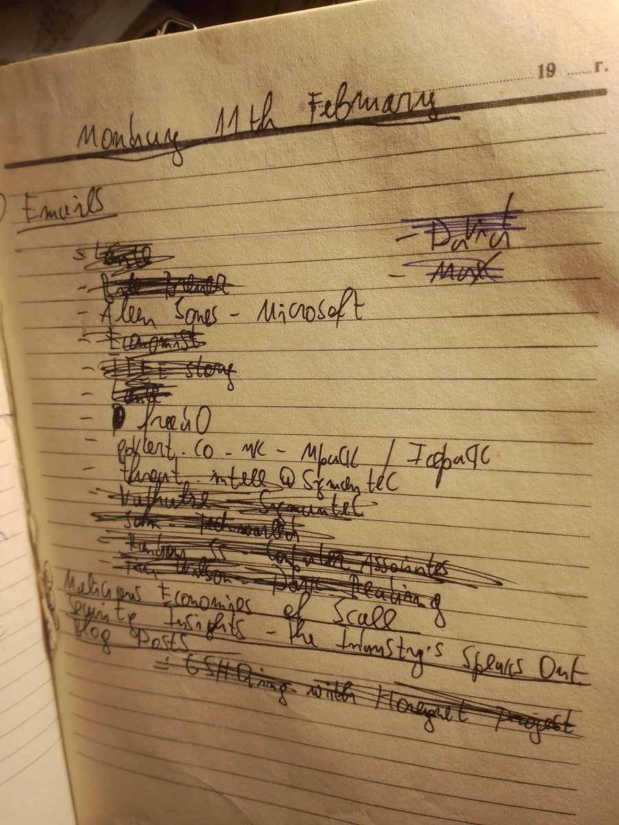 Notebook page 123 email contacts and malicious economies