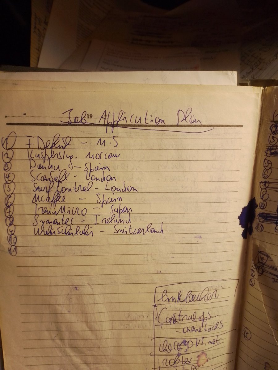 Notebook page 152 job application plan