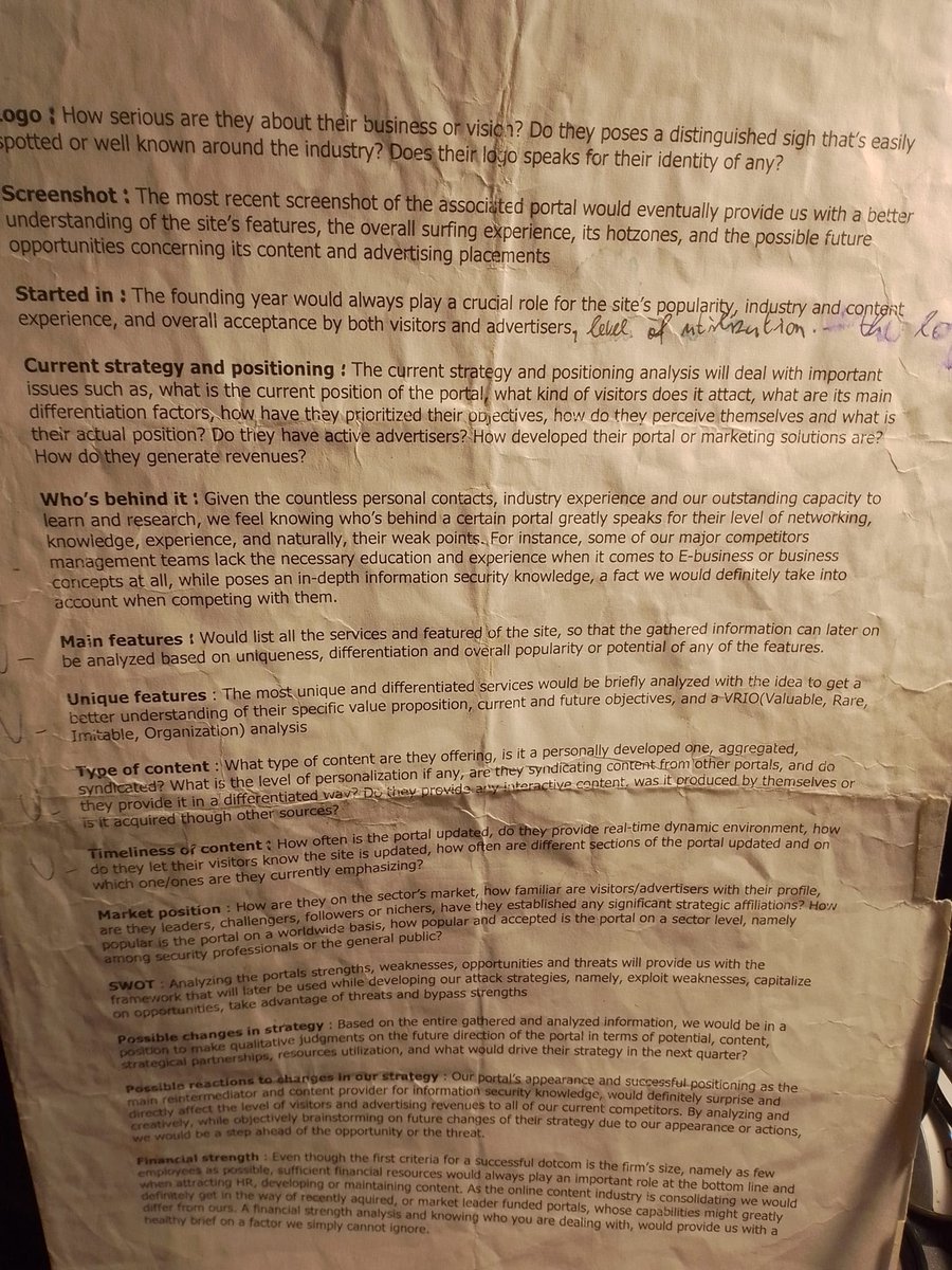 Notebook page 171 typed portal evaluation criteria
