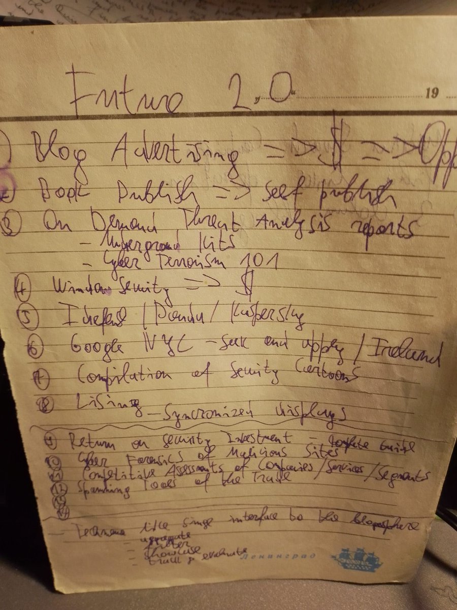 Notebook page 182 Future 2.0 planning