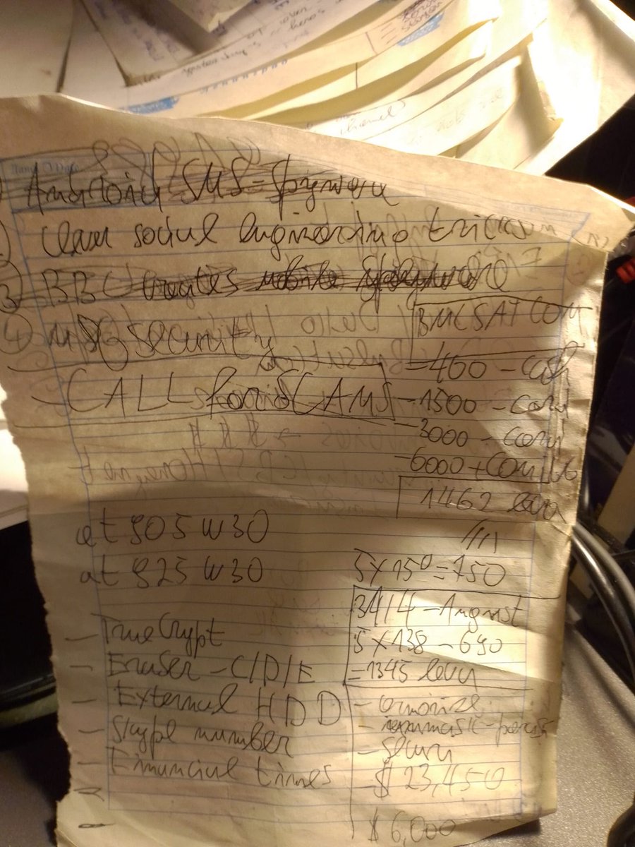 Notebook page 188 calls and encryption shopping list