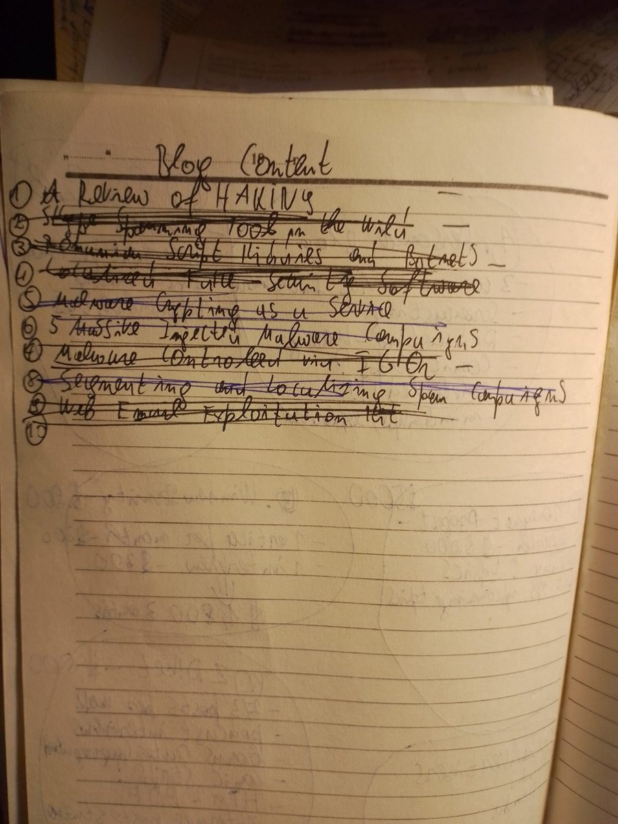 Notebook page 191 blog content review and malware campaigns