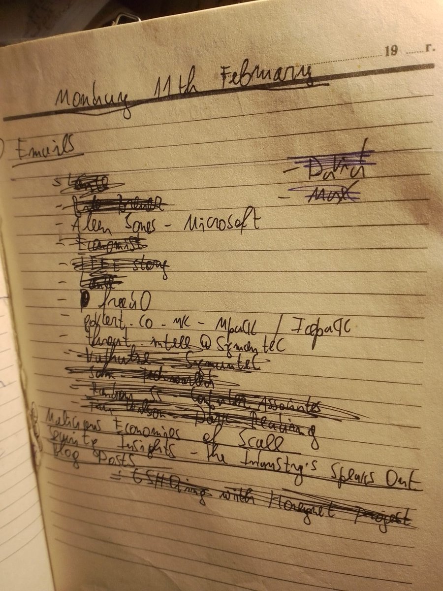 Notebook page 200 February emails and industry blog post